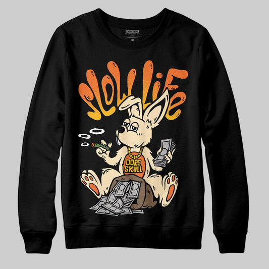 Orange, Black and White Sneakers DopeSkill Sweatshirt Slow Life Graphic Streetwear - Black
