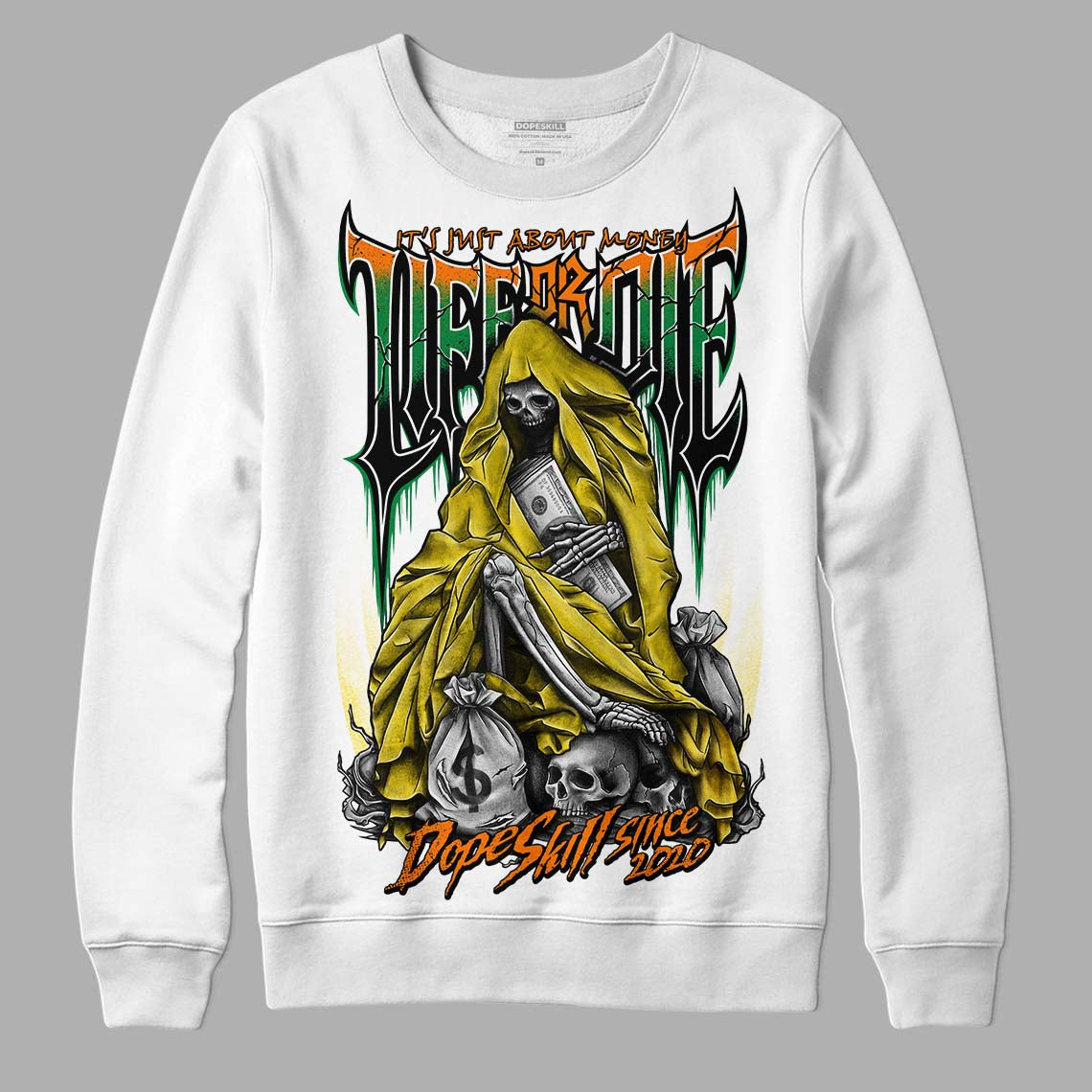 Dunk Low Reverse Brazil DopeSkill Sweatshirt Life or Die Graphic Streetwear - White