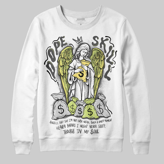 Jordan 4 GS “Light Lemon Twist” DopeSkill Sweatshirt Angels Graphic Streetwear - White
