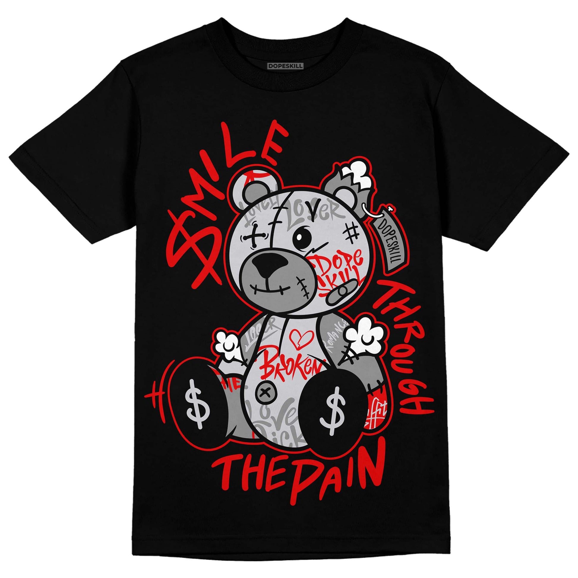 Jordan 2 Retro "Black Cement" DopeSkill T-Shirt Smile Through The Pain Graphic Streetwear - Black