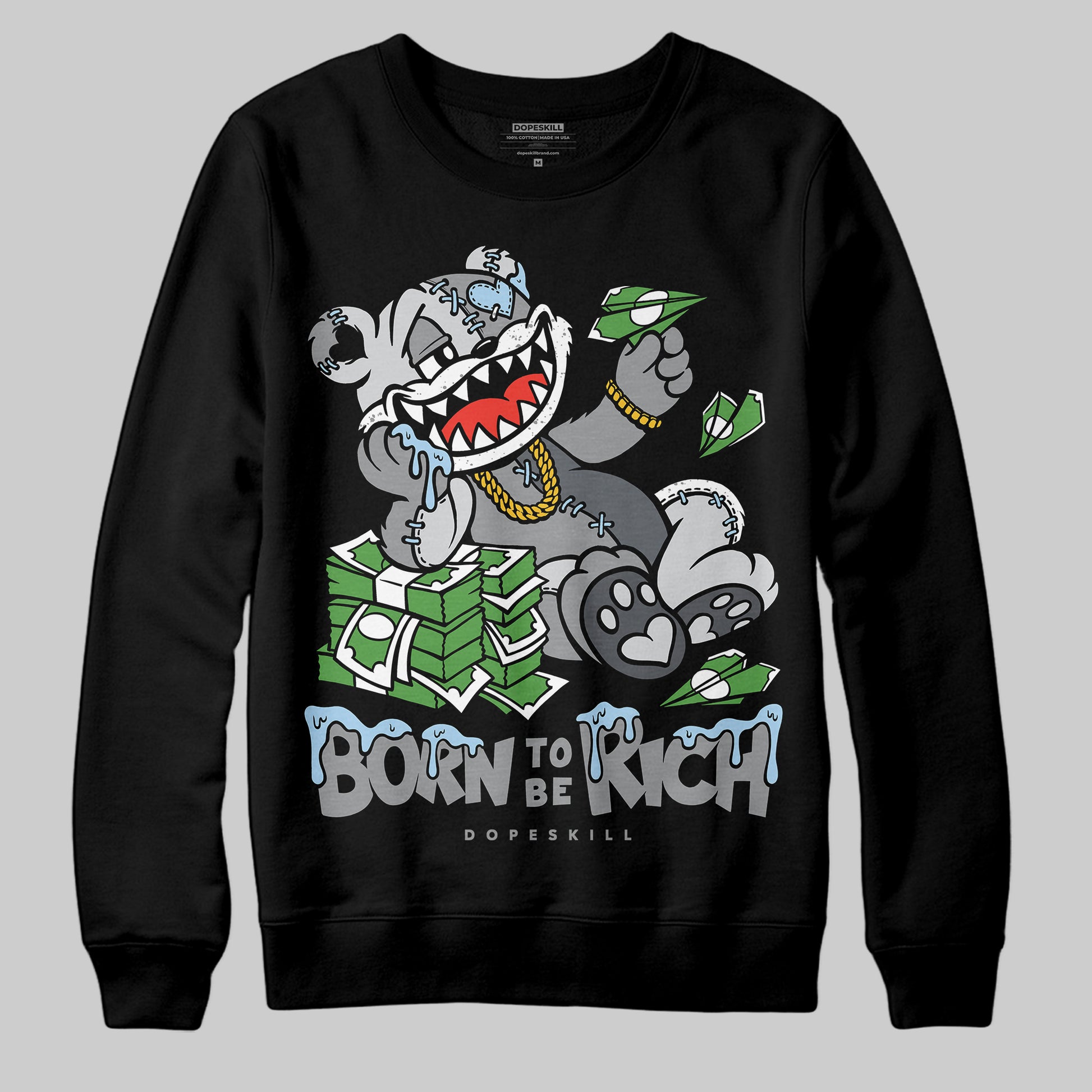 Jordan 5 Retro Wolf Grey (2026) DopeSkill Sweatshirt Born To Be Rich Graphic Streetwear - black