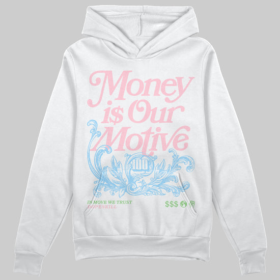 Jordan 4 Retro Valentine's Day (2026) (GS) DopeSkill Hoodie Sweatshirt Money Is Our Motive Typo Graphic Streetwear - White