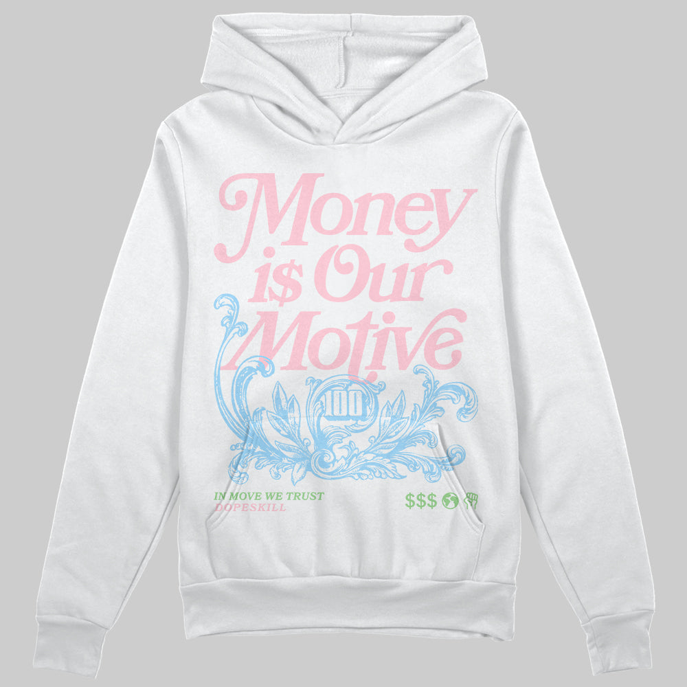 Jordan 4 Retro Valentine's Day (2026) (GS) DopeSkill Hoodie Sweatshirt Money Is Our Motive Typo Graphic Streetwear - White