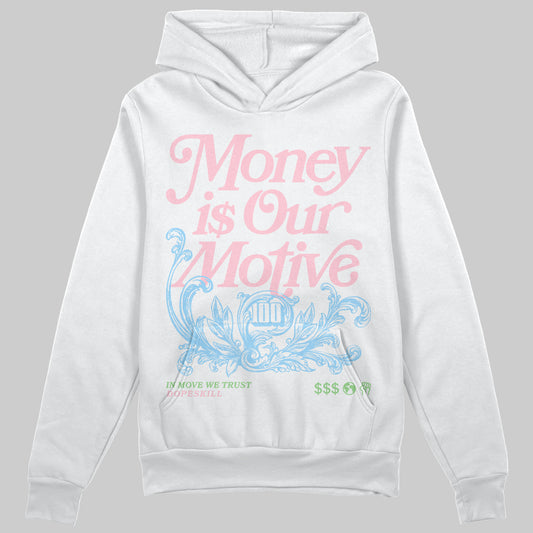 Jordan 4 Retro Valentine's Day (2026) (GS) DopeSkill Hoodie Sweatshirt Money Is Our Motive Typo Graphic Streetwear - White