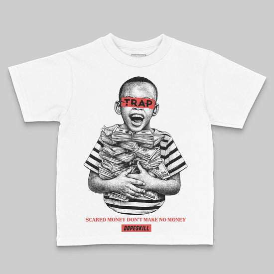 Red Sneakers DopeSkill Toddler Kids T-shirt Scared Money Don't Make No Money Graphic Streetwear - White