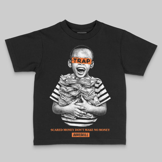 Orange Sneakers DopeSkill Toddler Kids T-shirt Scared Money Don't Make No Money Graphic Streetwear - Black