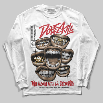 Jordan 11 Retro Low Bred (2025) DopeSkill Long Sleeve T-Shirt The Mouth With No Droughts Graphic Streetwear - White