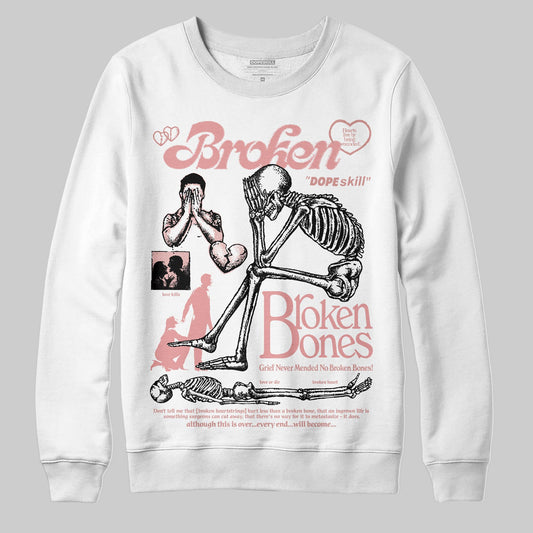 Jordan 40 “Dusty Rose” DopeSkill Sweatshirt Broken Bones Graphic Streetwear - White