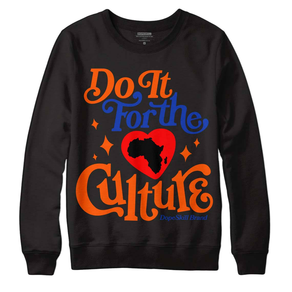 Dunk Low Futura Orange Blaze DopeSkill Sweatshirt Do It For The Culture Graphic Streetwear - Black