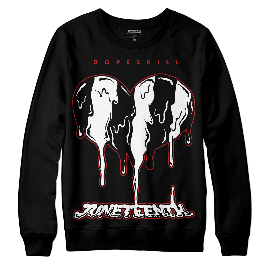 Jordan 14 "Black/White" DopeSkill Sweatshirt Juneteenth Heart Graphic Streetwear - Black