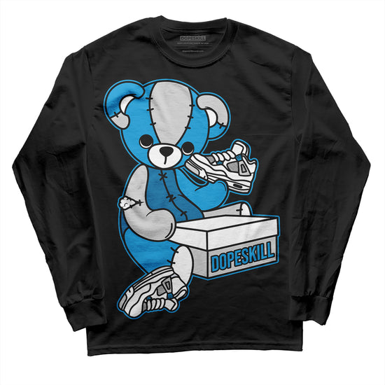 Jordan 4 Retro Military Blue DopeSkill Long Sleeve T-Shirt Sneakerhead BEAR Graphic Streetwear - Black