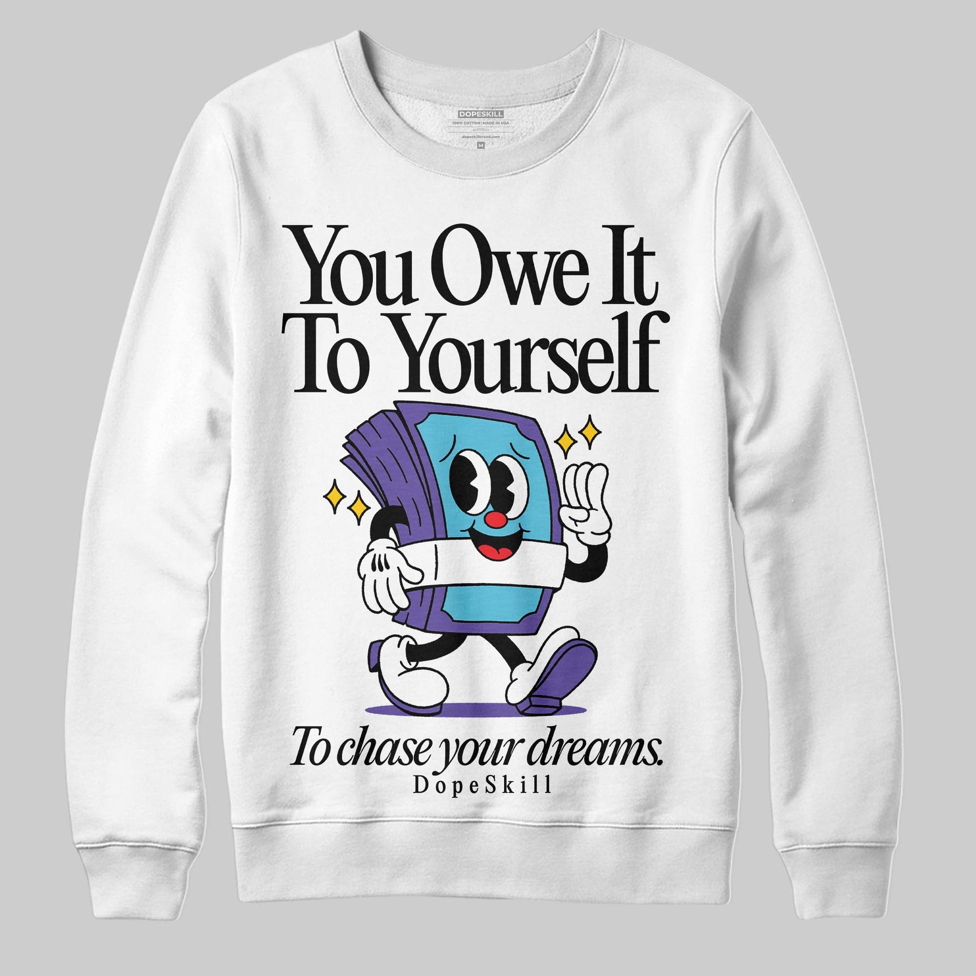 Jordan 8 Retro 'Aqua' 2025 DopeSkill Sweatshirt Owe It To Yourself Graphic Streetwear - White