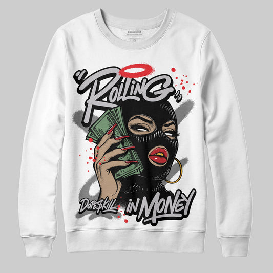 Grey Sneakers DopeSkill Sweatshirt Rolling in Money Graphic Streetwear - White