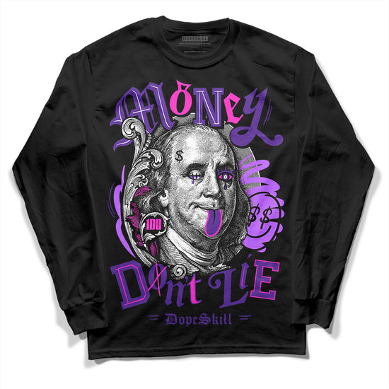 PURPLE Sneakers DopeSkill Long Sleeve T-Shirt Money Don't Lie Graphic Streetwear - Black