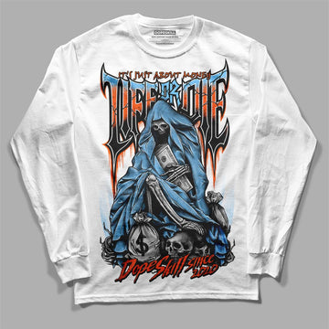 Dunk Low Futura University Blue DopeSkill Long Sleeve T-Shirt Life or Die Graphic Streetwear - White