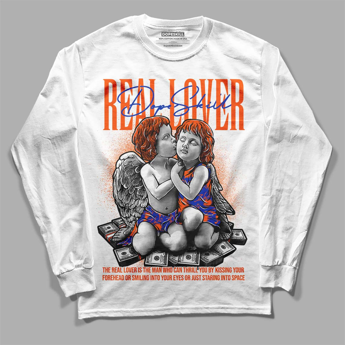 Dunk Low Futura Orange Blaze DopeSkill Long Sleeve T-Shirt Real Lover Graphic Streetwear - White