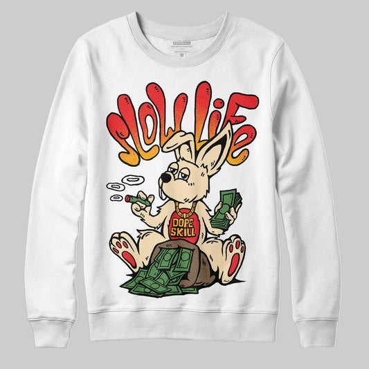 Red Sneakers DopeSkill Sweatshirt Slow Life Graphic Streetwear - White