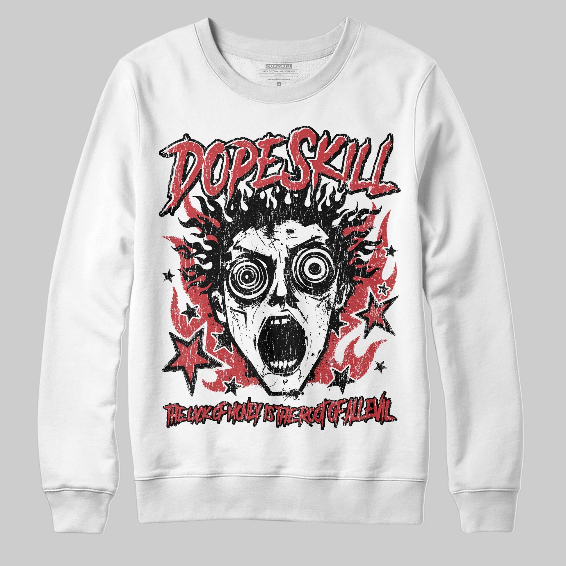Red Sneakers DopeSkill Sweatshirt Root of Evil Graphic Streetwear - White