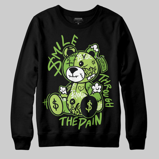 Air Max 95 Big Bubble Neon Yellow DopeSkill Sweatshirt Smile Through The Pain Graphic Streetwear - Black