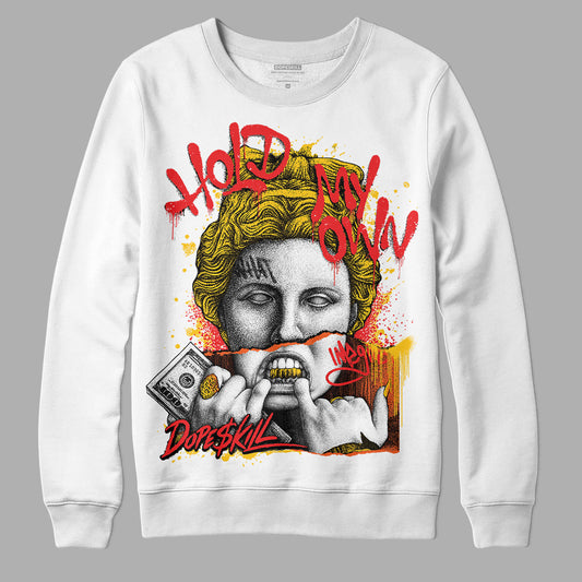 Yellow Sneakers DopeSkill Sweatshirt Hold My Own Graphic Streetwear - White