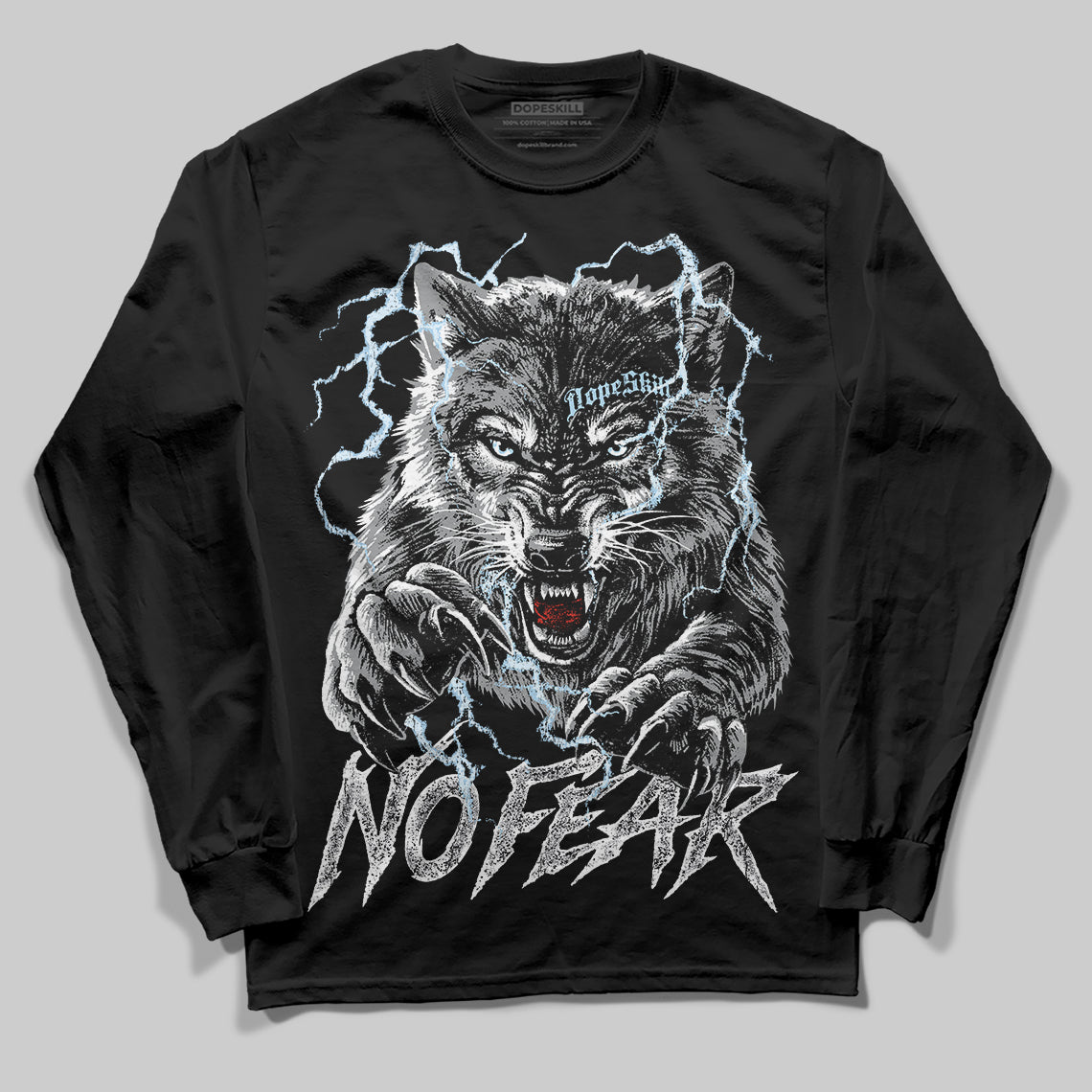 Jordan 5 Retro Wolf Grey (2026) DopeSkill Long Sleeve T-Shirt No Fear Graphic Streetwear - black