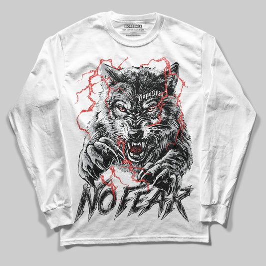 Jordan 12 Black Wolf Grey DopeSkill Long Sleeve T-Shirt No Fear Graphic Streetwear - White