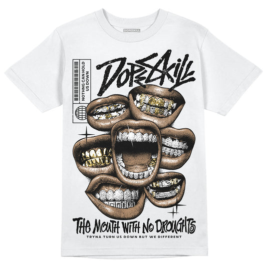 Black and White Sneakers DopeSkill T-Shirt The Mouth With No Droughts Graphic Streetwear - White