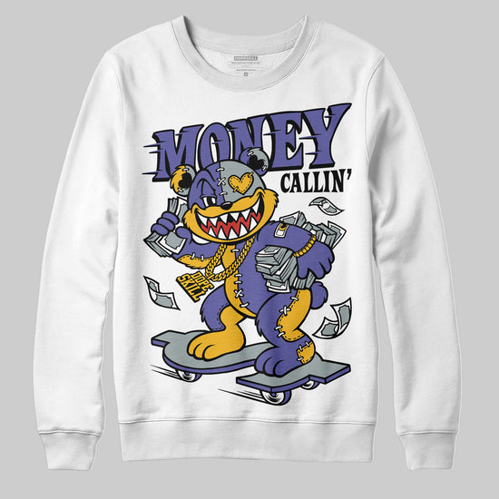 Jordan 4 Retro Lakers DopeSkill Sweatshirt Money Callin' Graphic Streetwear - White