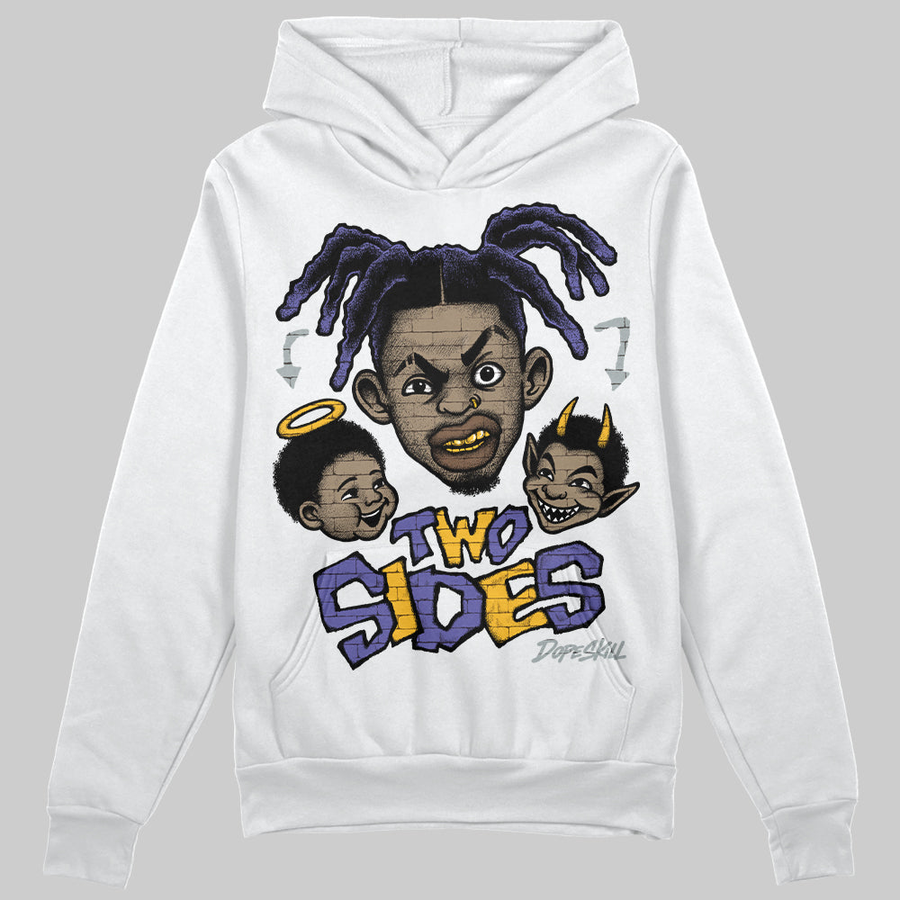 Jordan 4 Retro Lakers DopeSkill Hoodie Sweatshirt Two Sides Graphic Streetwear - White