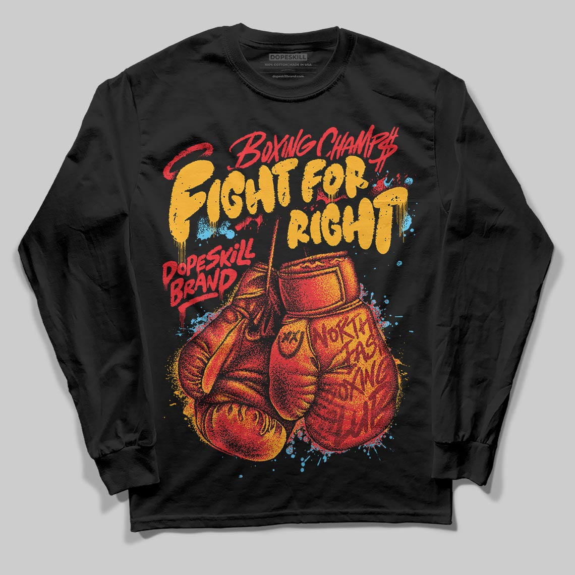 Red Sneakers DopeSkill Long Sleeve T-Shirt Fight For Right Graphic Streetwear - black