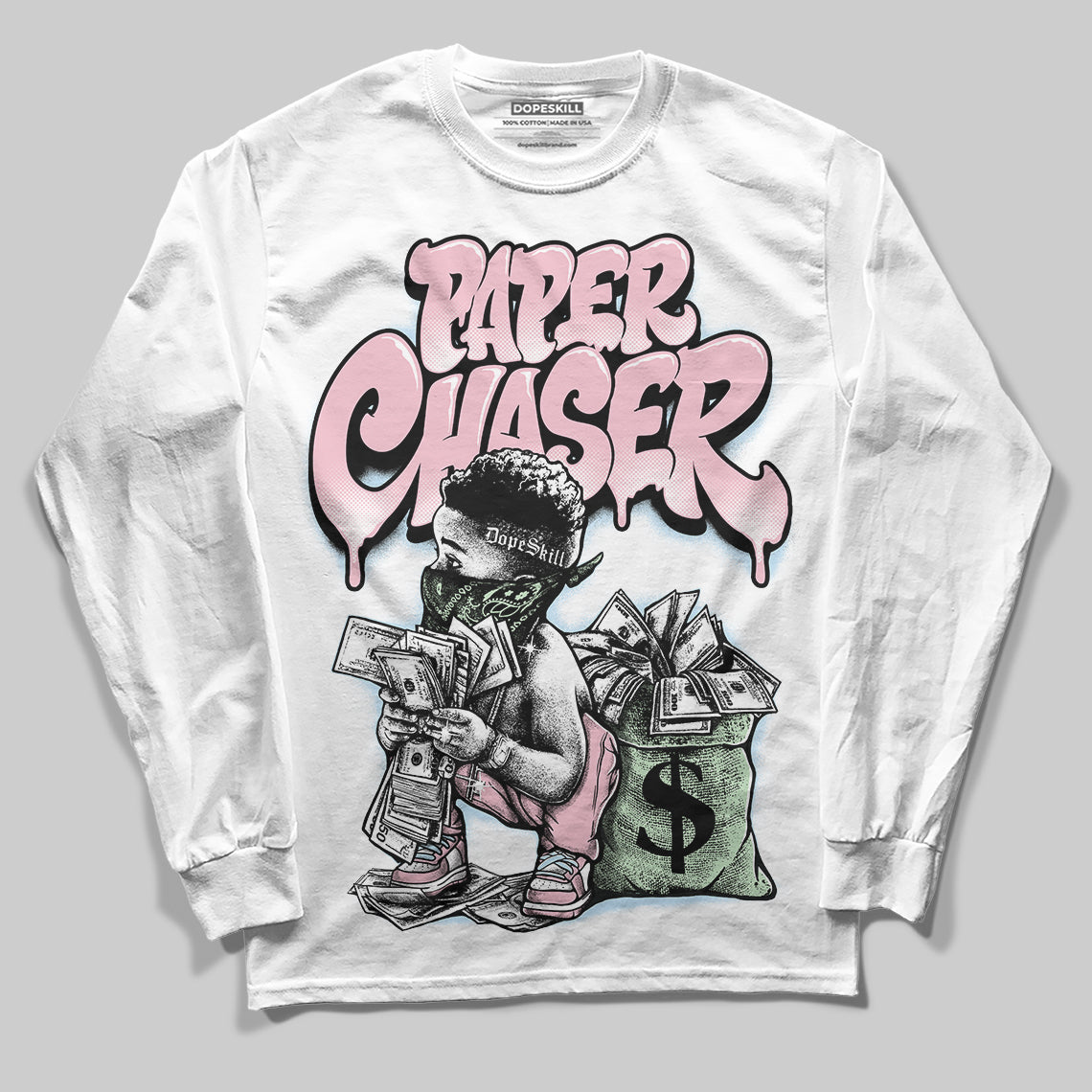 Jordan 4 Retro Valentine's Day (2026) (GS) DopeSkill Long Sleeve T-Shirt Paper Chaser Boy Graphic Streetwear - White