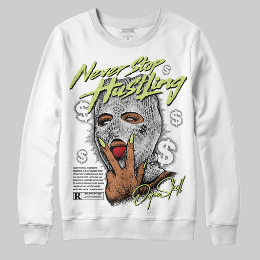 Jordan 4 GS “Light Lemon Twist” DopeSkill Sweatshirt Never Stop Hustling Graphic Streetwear - White