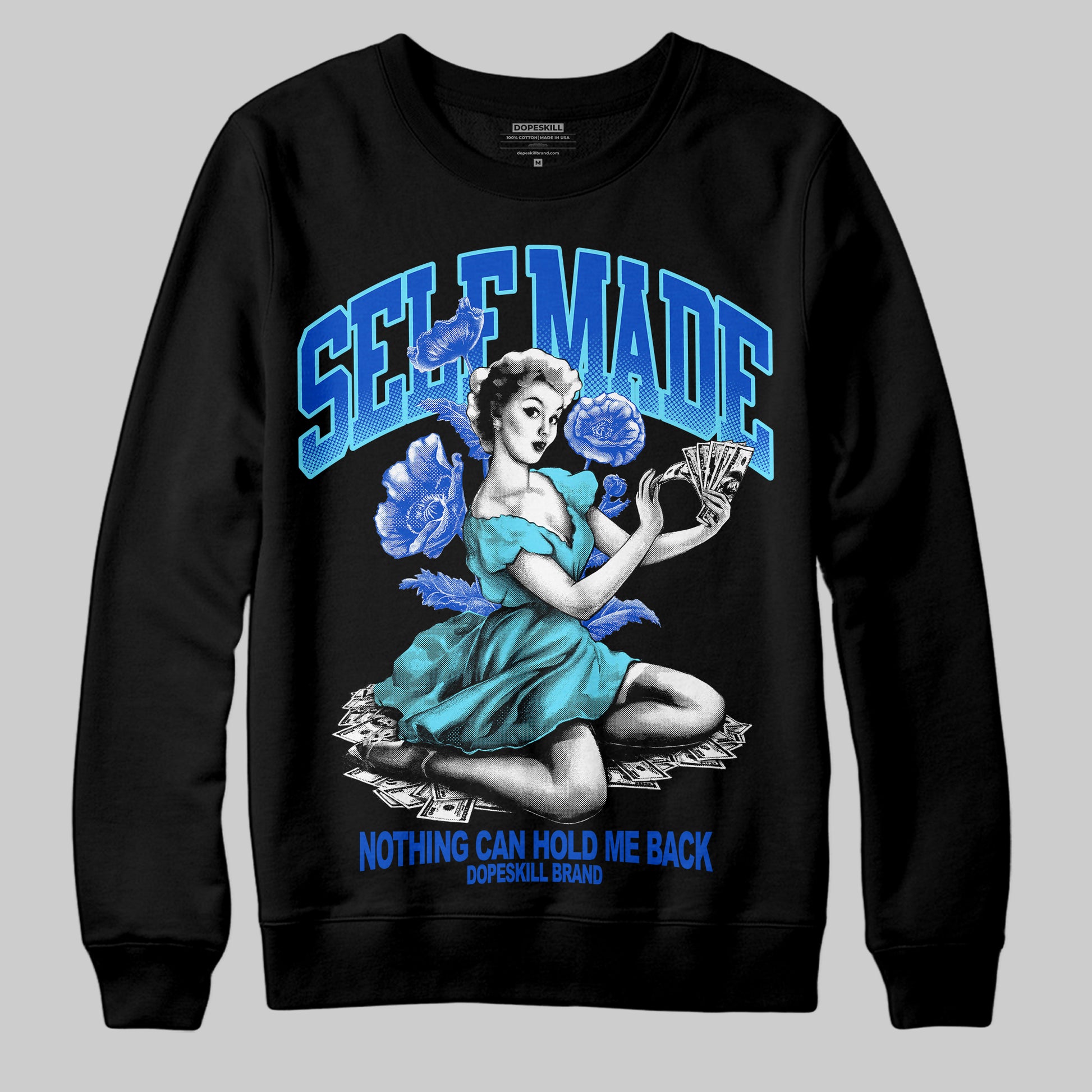 Royal Blue Sneakers DopeSkill Sweatshirt Self Made Graphic Streetwear - Black