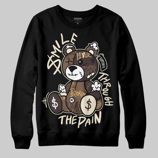 Jordan 5 “Earth/Metallic Gold” DopeSkill Sweatshirt Smile Through The Pain Graphic Streetwear - Black