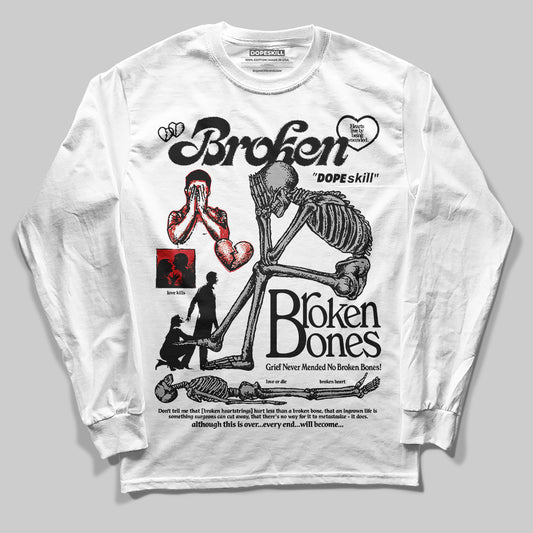 Jordan 3 OG “Black Cement” DopeSkill Long Sleeve T-Shirt Broken Bones Graphic Streetwear - White