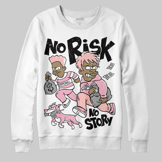 AMIRI White & Pink Stars Court Sneakers DopeSkill Sweatshirt No Risk No Story Graphic Streetwear - White