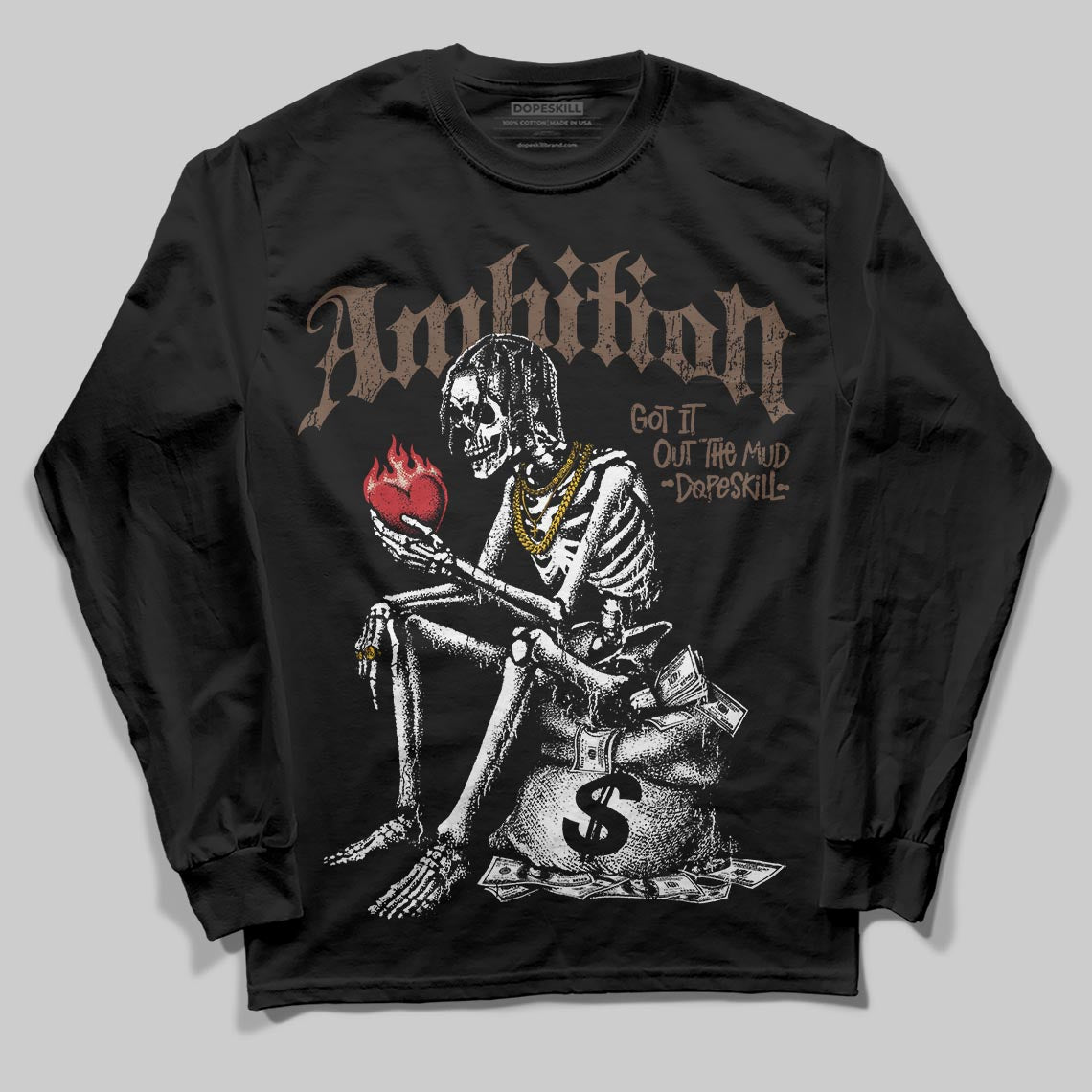 A Ma Maniére x Air Jordan 4 “Dark Mocha” DopeSkill Long Sleeve T-Shirt Ambition Graphic Streetwear - Black