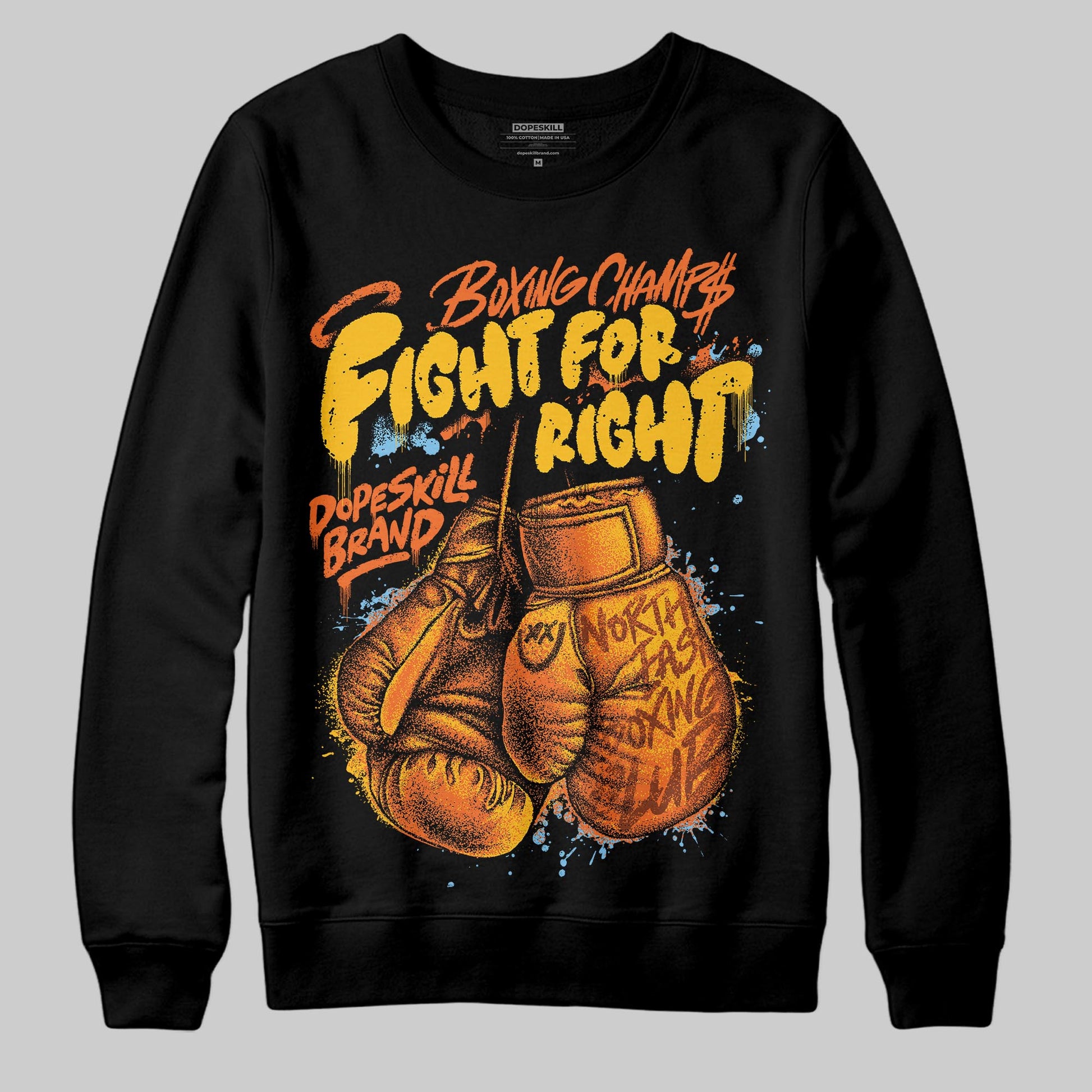 Orange, Black and White Sneakers DopeSkill Sweatshirt Fight For Right Graphic Streetwear - Black