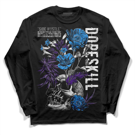 Jordan 3 Dark Iris DopeSkill Long Sleeve T-Shirt Side Hustle Graphic Streetwear - Black