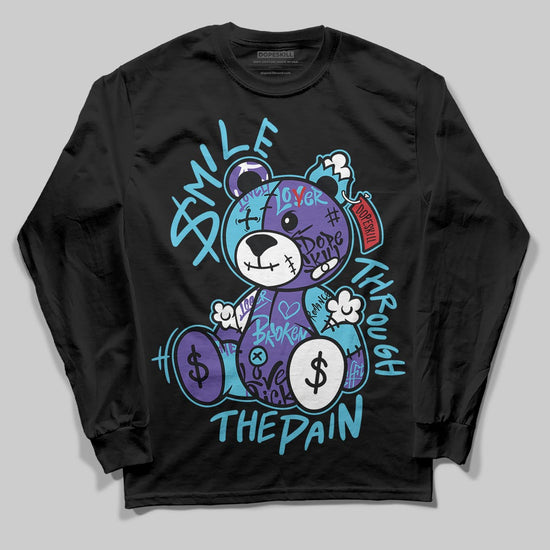 Jordan 8 Retro 'Aqua' 2025 DopeSkill Long Sleeve T-Shirt Smile Through The Pain Graphic Streetwear - Black