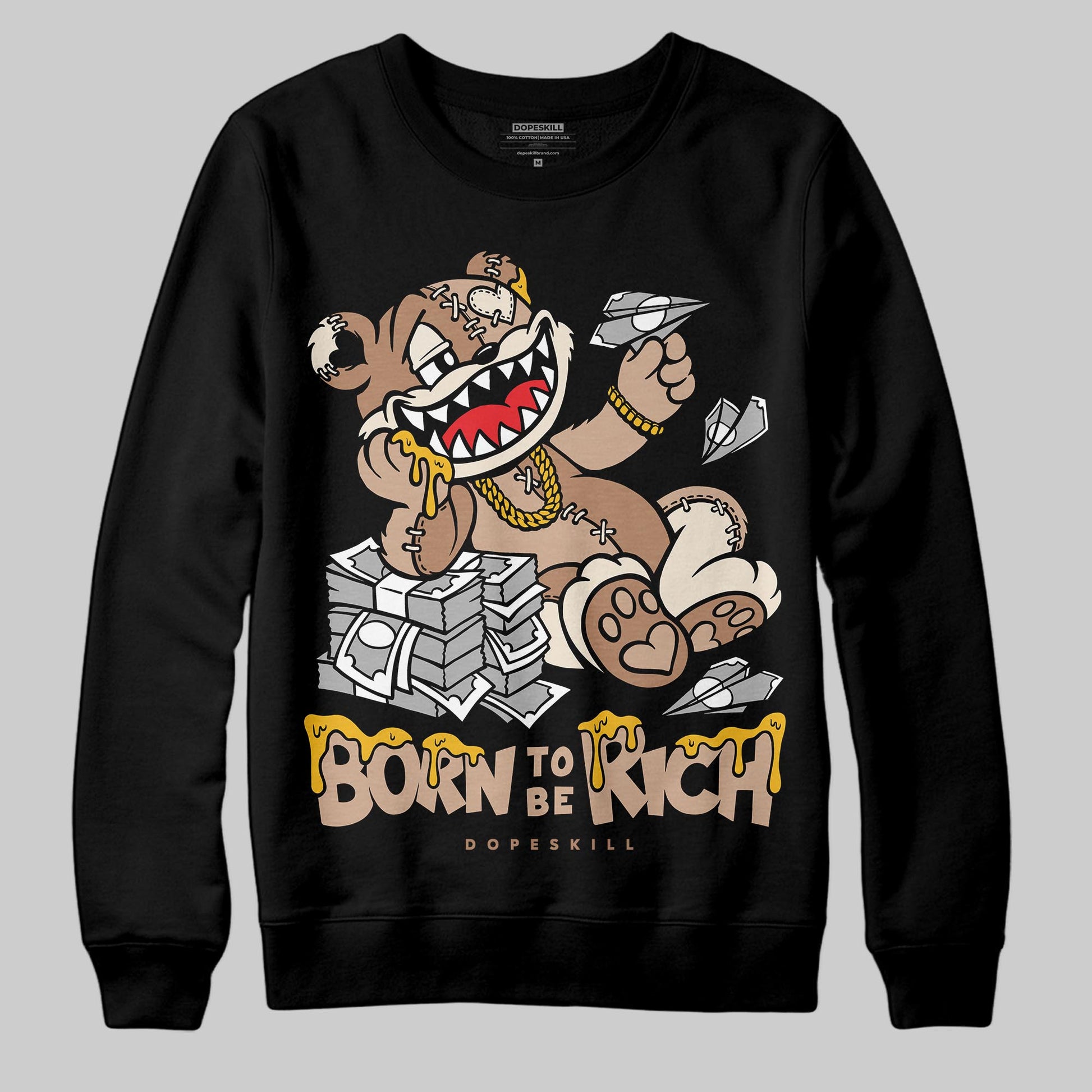 Jordan 4 Retro Cozy Girl DopeSkill Sweatshirt Born To Be Rich Graphic Streetwear - black