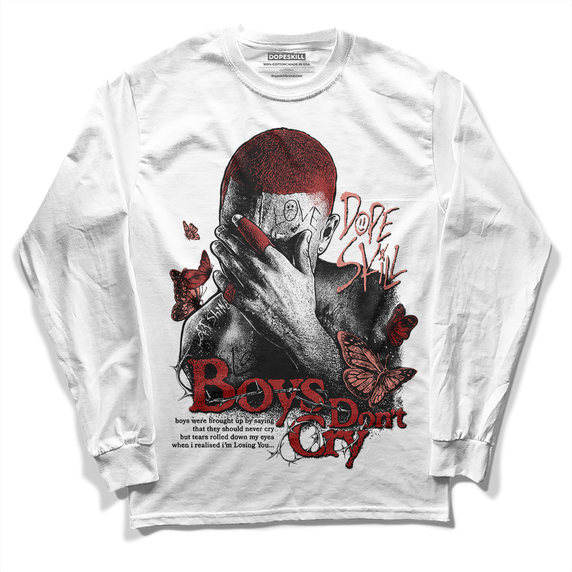 Jordan 13 “Dune Red” DopeSkill Long Sleeve T-Shirt Boys Don't Cry Graphic Streetwear - White