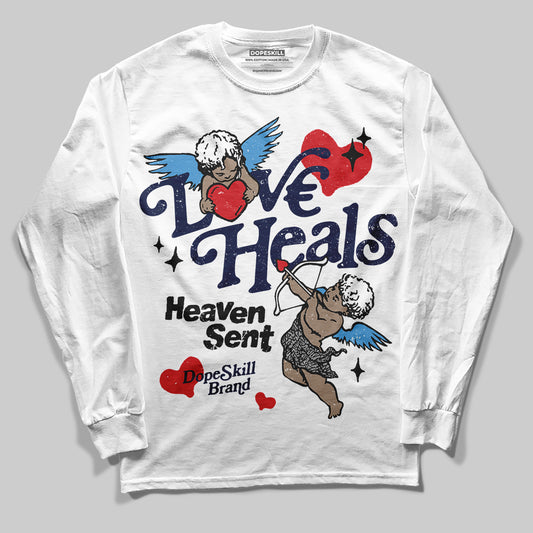 Jordan 3 "Midnight Navy" DopeSkill Long Sleeve T-Shirt New Love Heals Graphic Streetwear - White