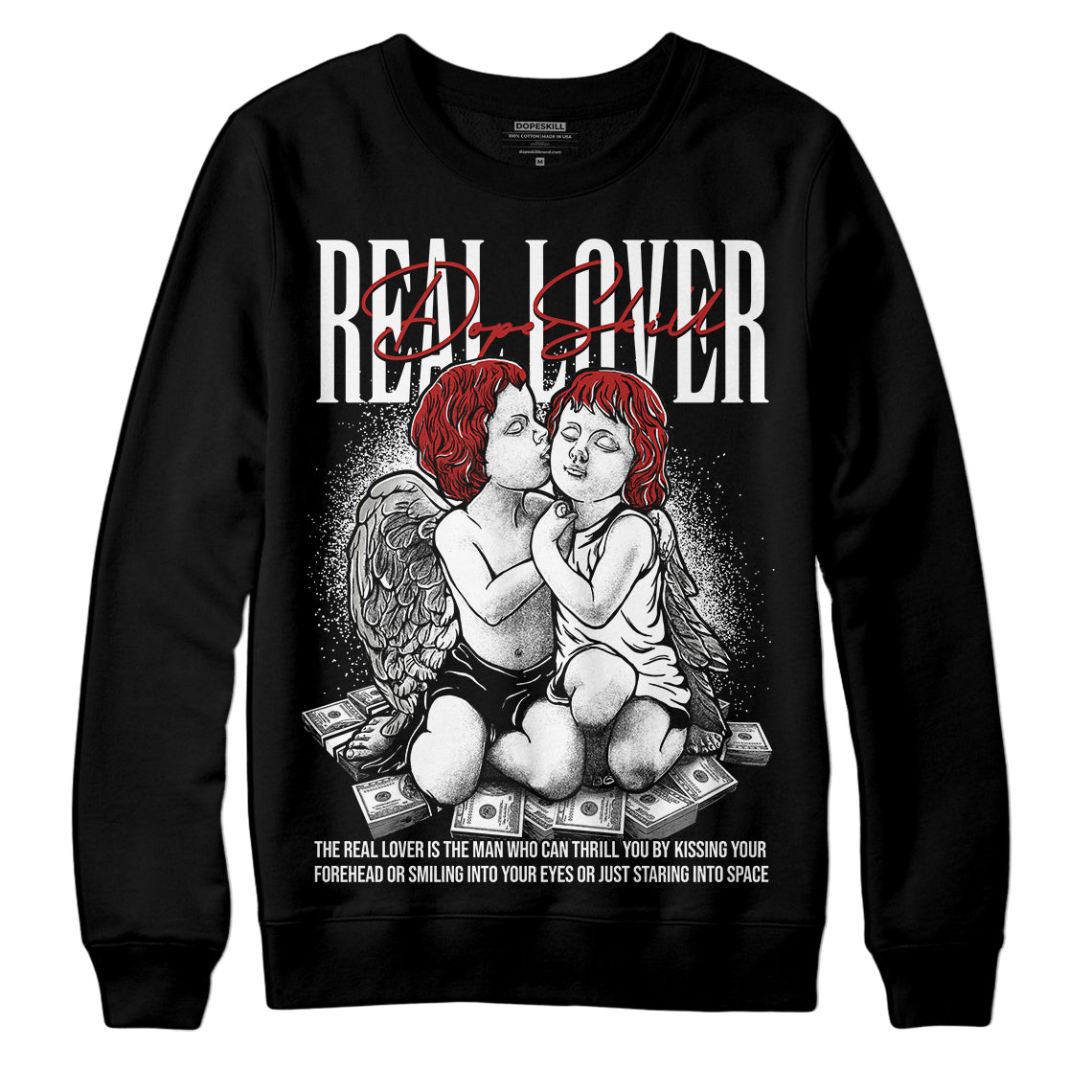 Jordan 14 "Black/White" DopeSkill Sweatshirt Real Lover Graphic Streetwear - Black