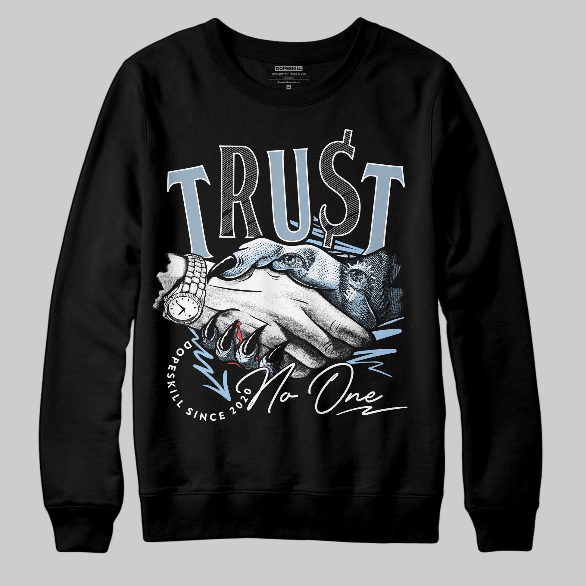 Jordan 40 “Blue Suede” DopeSkill Sweatshirt Trust No One Graphic Streetwear - Black