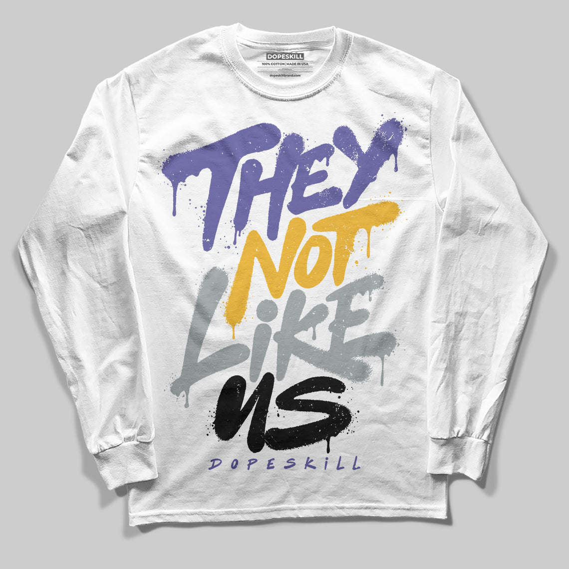 Jordan 4 Retro Lakers DopeSkill Long Sleeve T-Shirt They Not Like Us Graphic Streetwear - White
