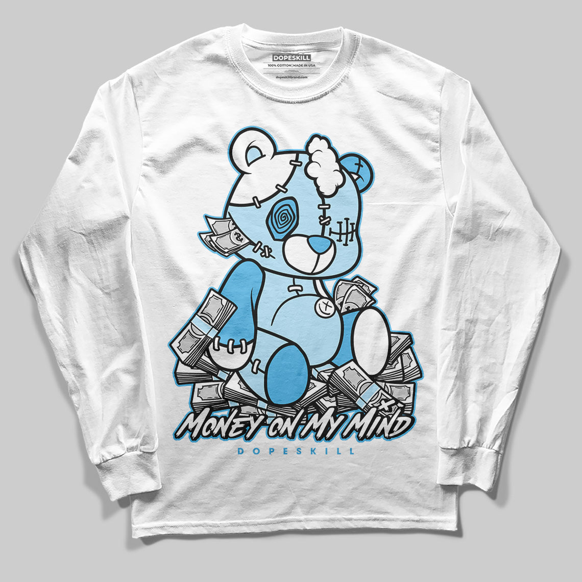 Jordan 11 Retro Legend Blue DopeSkill Long Sleeve T-Shirt MOMM Bear Graphic Streetwear - White