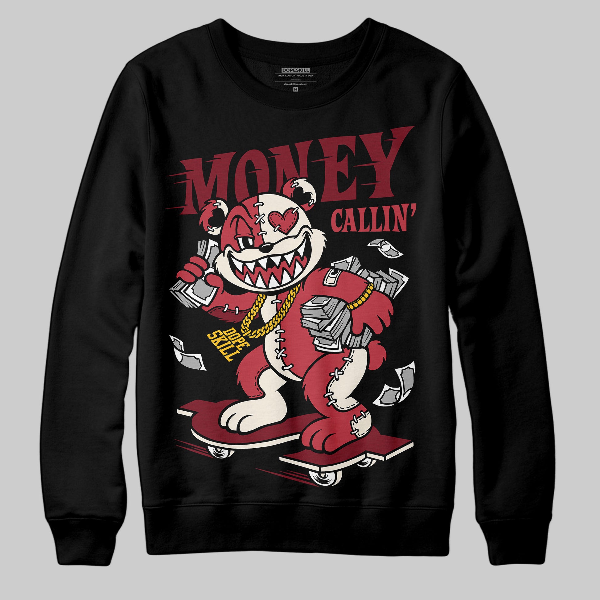 Jordan 4 “Sierra Red" DopeSkill Sweatshirt Money Callin' Graphic Streetwear - Black