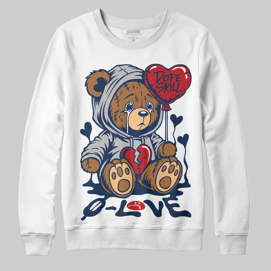 Jordan 4 SB “Summit White/Navy” DopeSkill Sweatshirt Broken Bear Graphic Streetwear - White