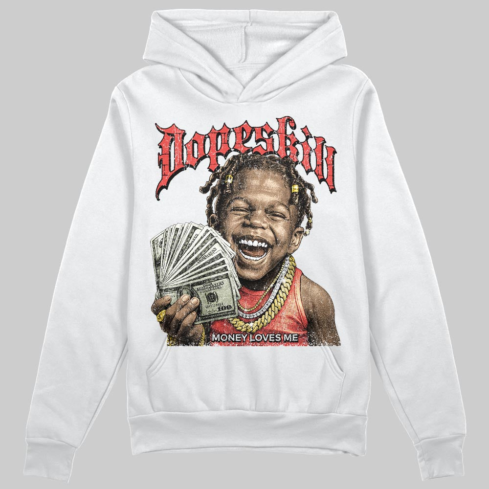 Red Sneakers DopeSkill Hoodie Money Loves Me Graphic Streetwear - White